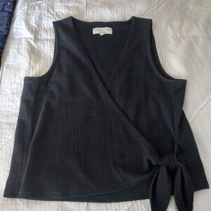 EUC Madewell Texture & Thread Black Sleeveless Wrap Top, XS